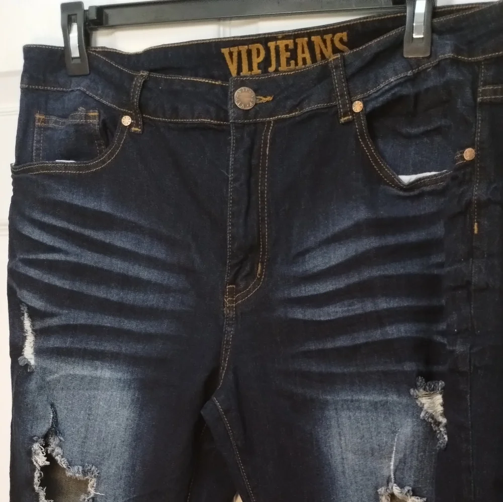 Plus Size VIP Whiskered Ripped Distressed Jeans - Picture 3 of 9